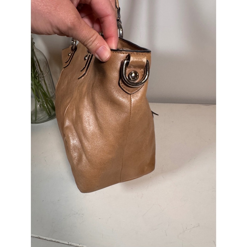 Coach Poppy Leather Rocker Satchel Legacy Lining Metallic Tan Leather 16285 - Picture 6 of 8